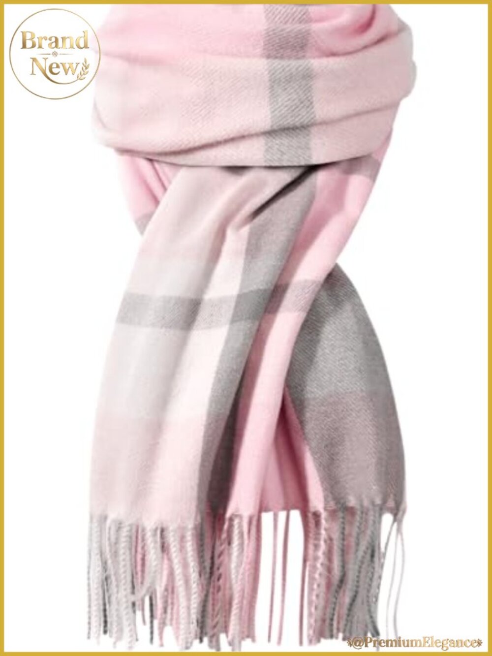 Oversized Plaid Blanket Scarf Acrylic Shawl Wrap with Tassels